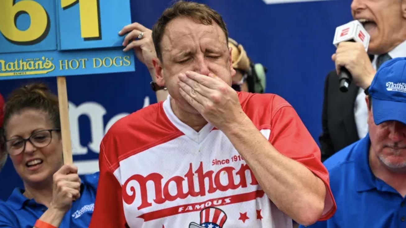 Joey Chestnut during a hot dog eating contest