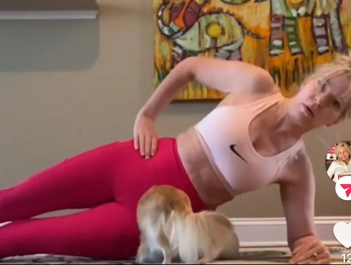 Dr. Suzanne Foxx performing a plank.